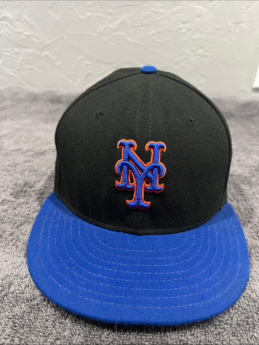 🔥⚾️ NEW YORK METS New Era 59FIFTY MLB On-Field Fitted Cap Hat Blk/Blue 7 3/8”